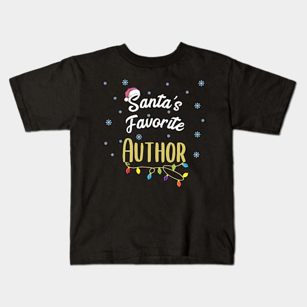 Santa's Favorite Author Writer Writing Gifts Kids T-Shirt by MGO Design